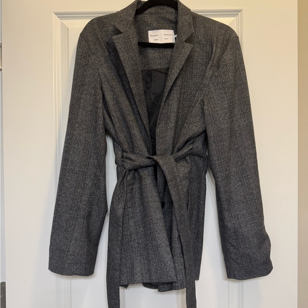 Proenza Schouler White Label Gray Blazer with Tie Belt